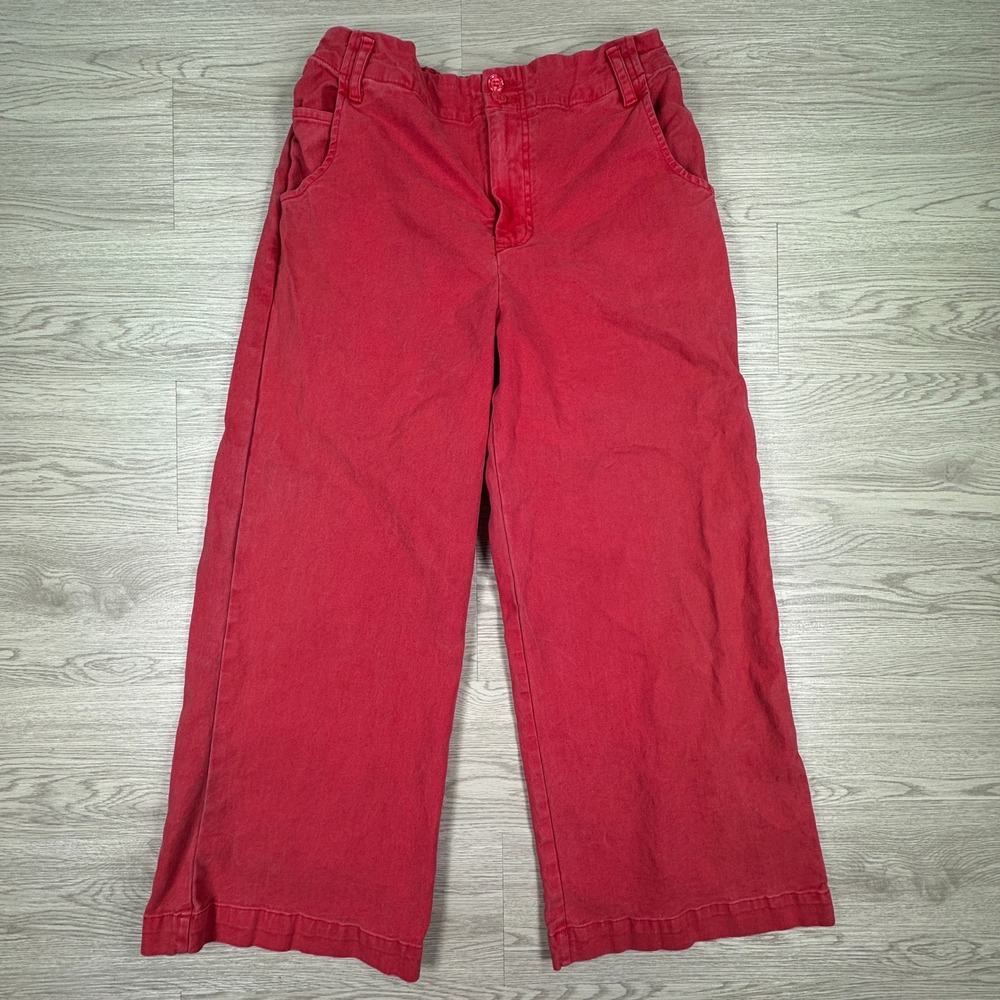 YFB Young Fabulous & Broke Women Pants Wide Leg Red Medium Elastic Waist Cotton